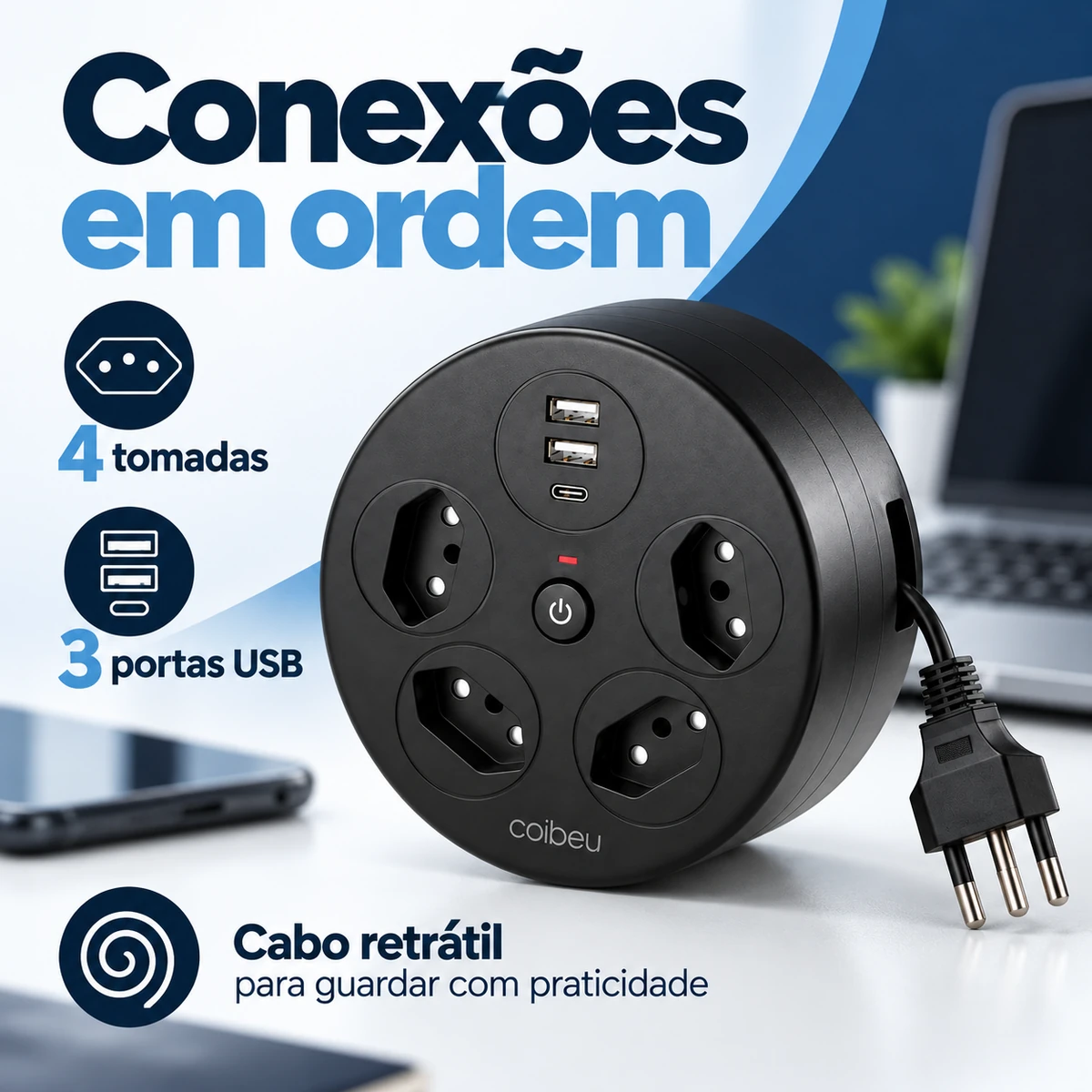 Visão geral dos benefícios de Extensão com Cabo Retrátil WK-HY506