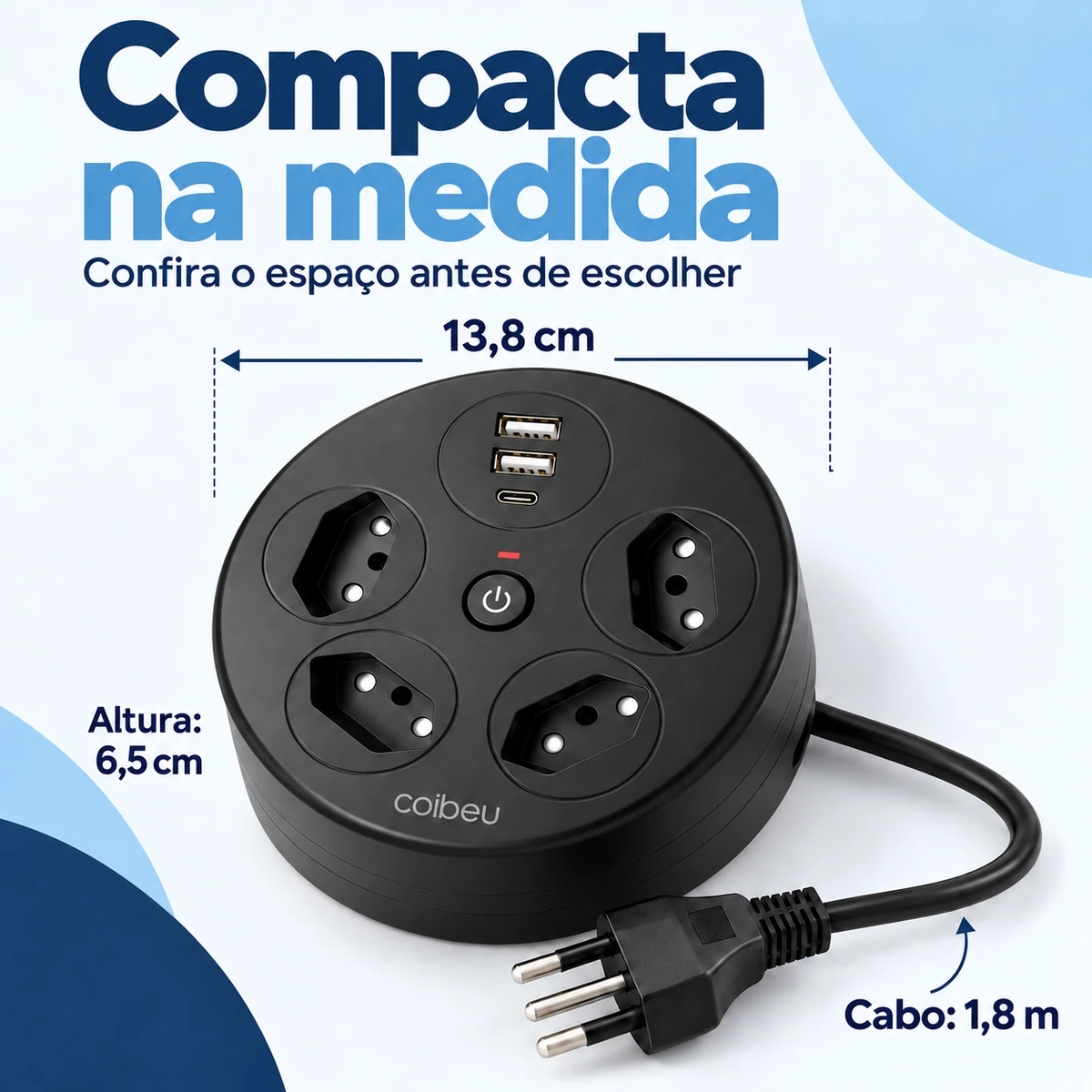 Medidas, capacidade ou compatibilidade de Extensão com Cabo Retrátil WK-HY506